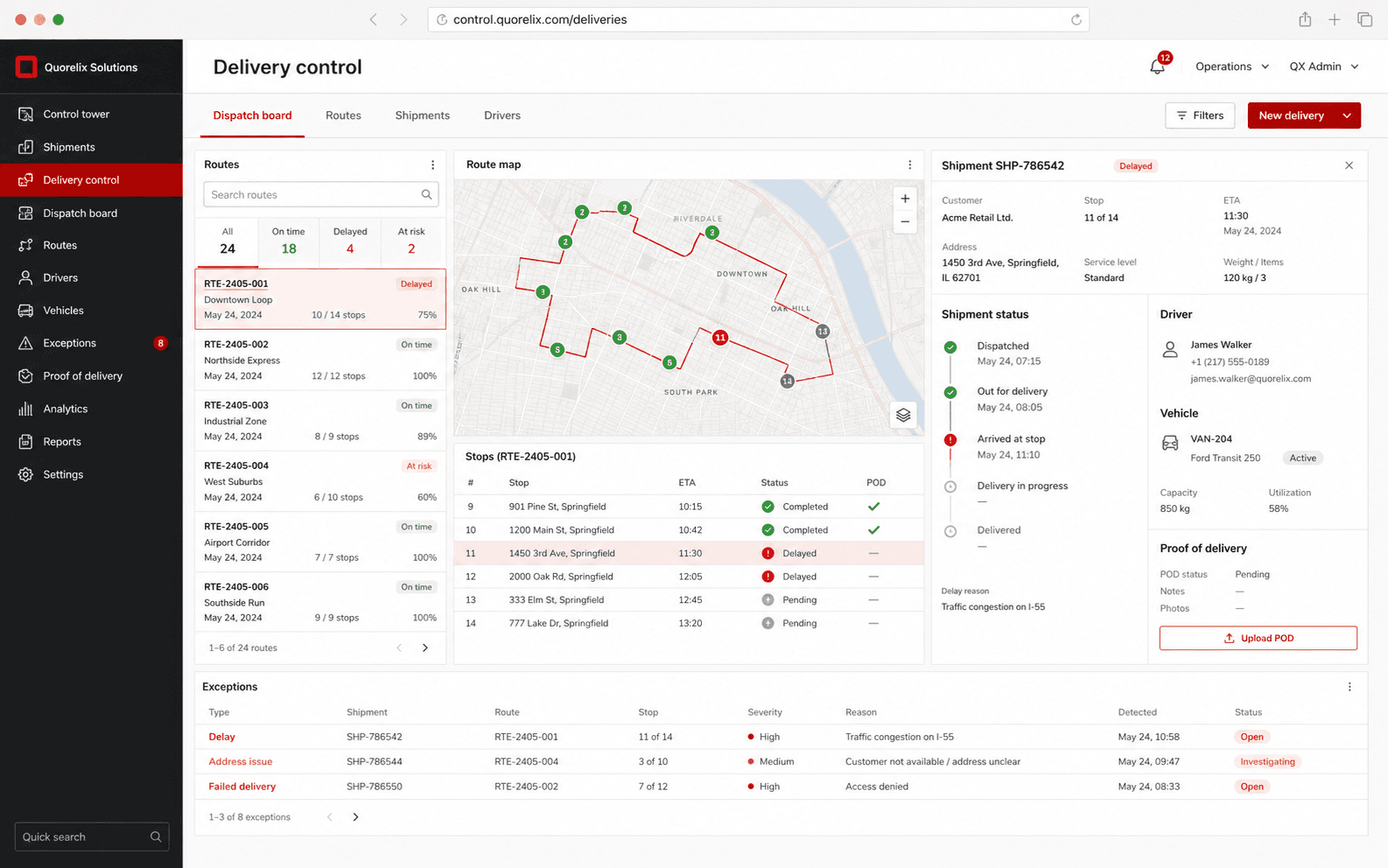 Logistics & Delivery Tracking interface demonstration