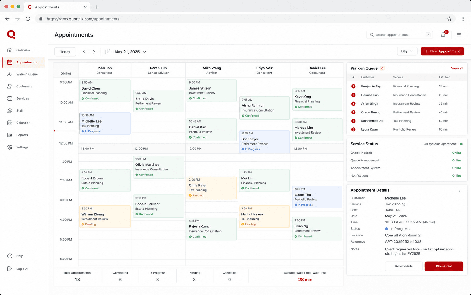 Appointment & Queue Management interface demonstration