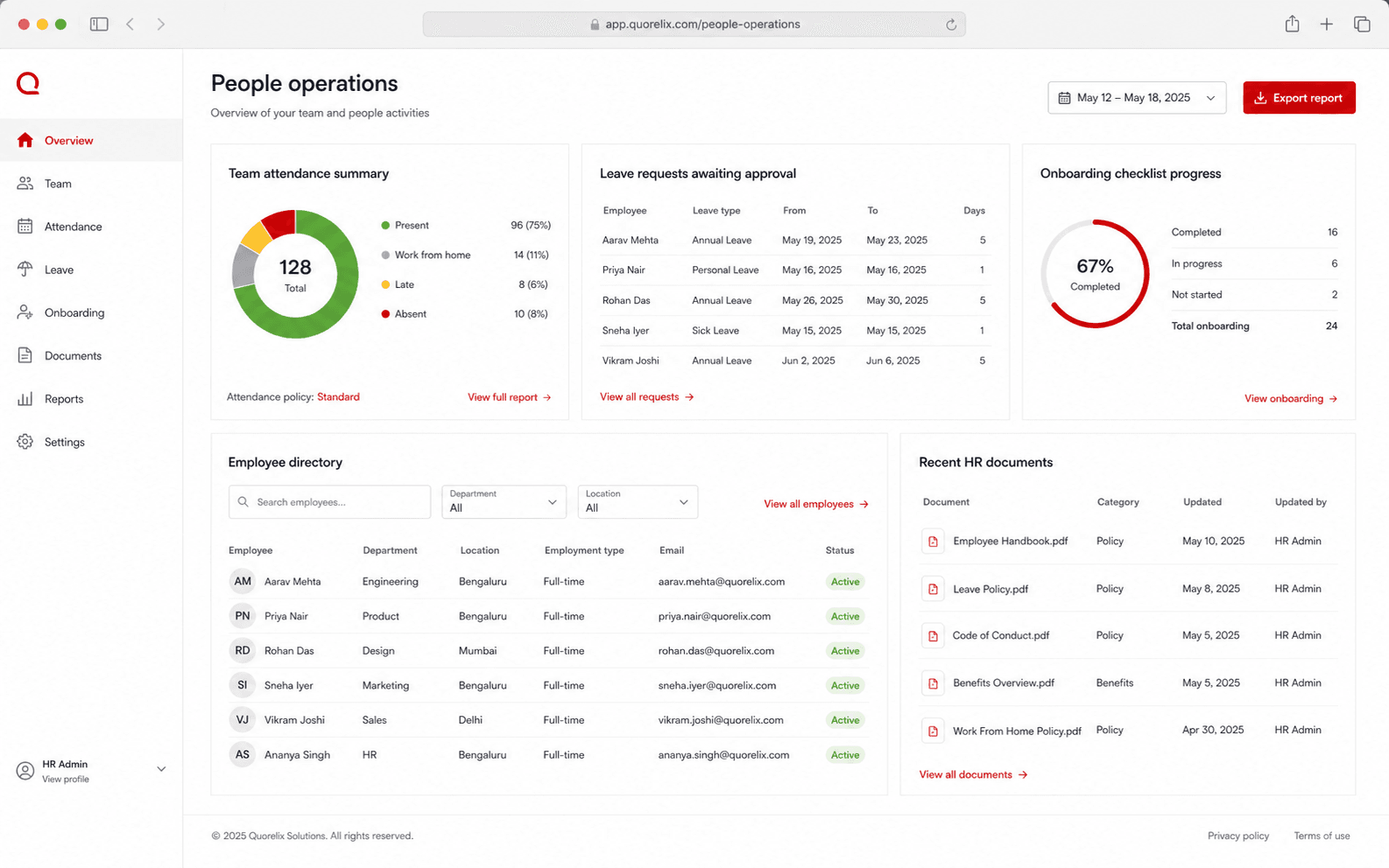 Employee Operations Platform interface demonstration